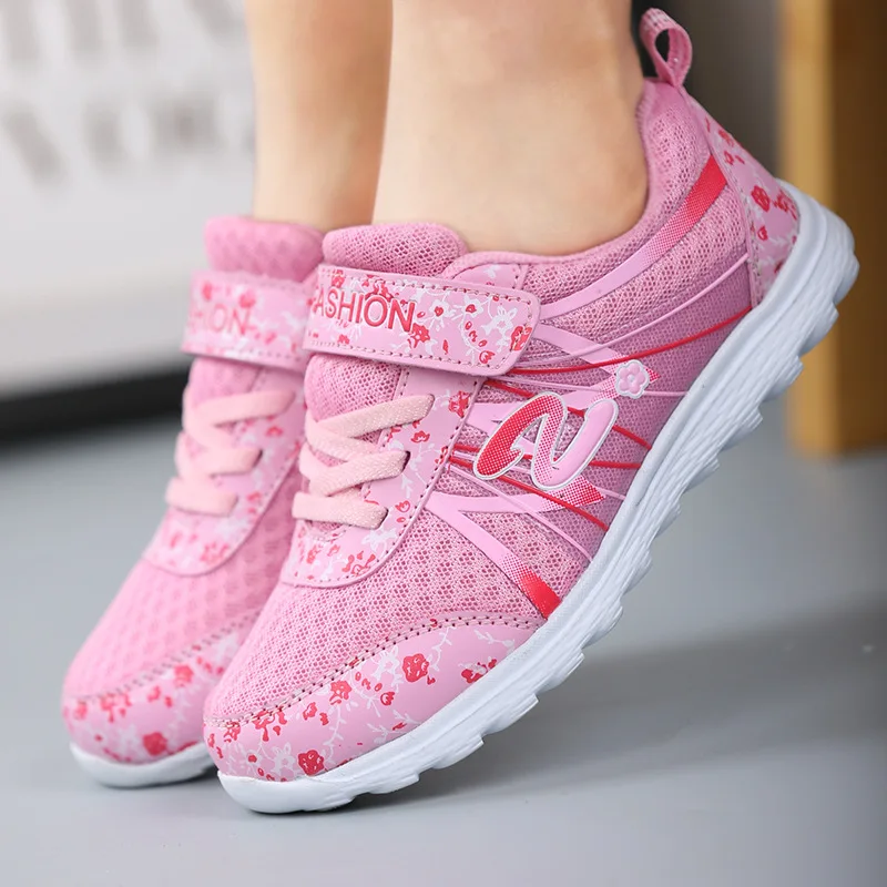2018 Spring Summer Children Breathable Sneakers Comfortable Mesh Girl Sports Shoes Fashion Casual Boys Pink Purple White | Детская