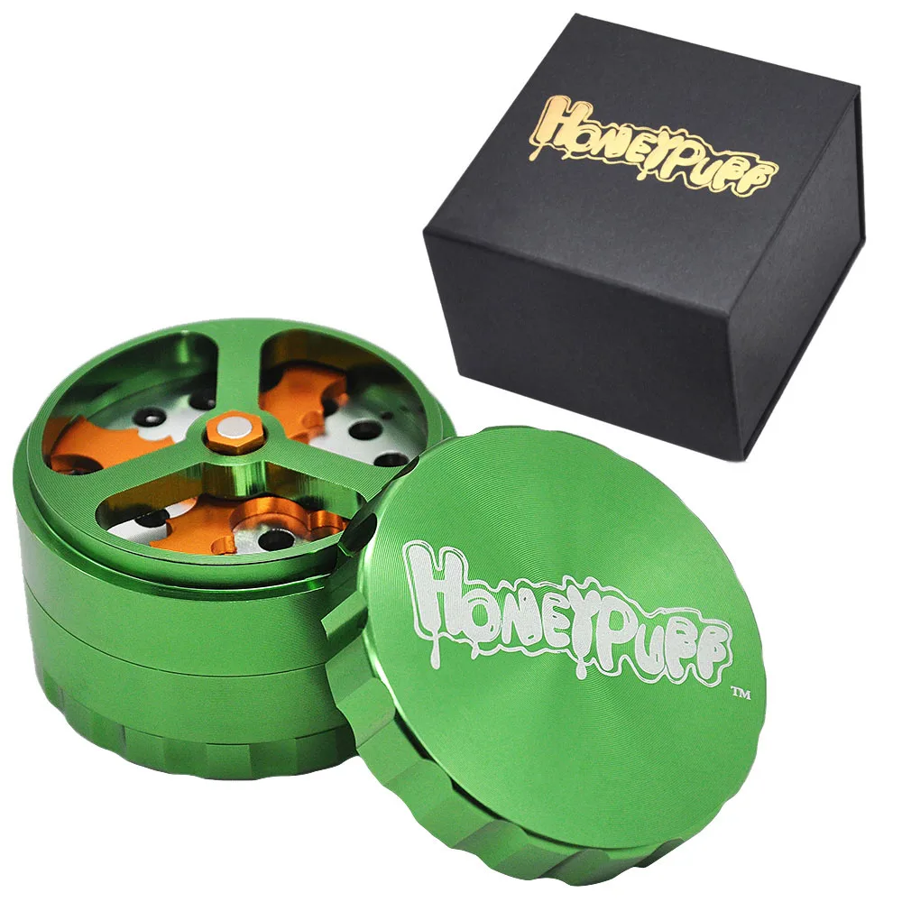 HONEYPUFF Herb Tobacco Grinder 63mm/2.5 Inch 4 Part Aluminum Crusher Moledor smoking Accessories 4 layer tobacco grinder herb mill crusher 63mm aluminum alloy herb grinder tobacco smoke grinders men smoking accessories