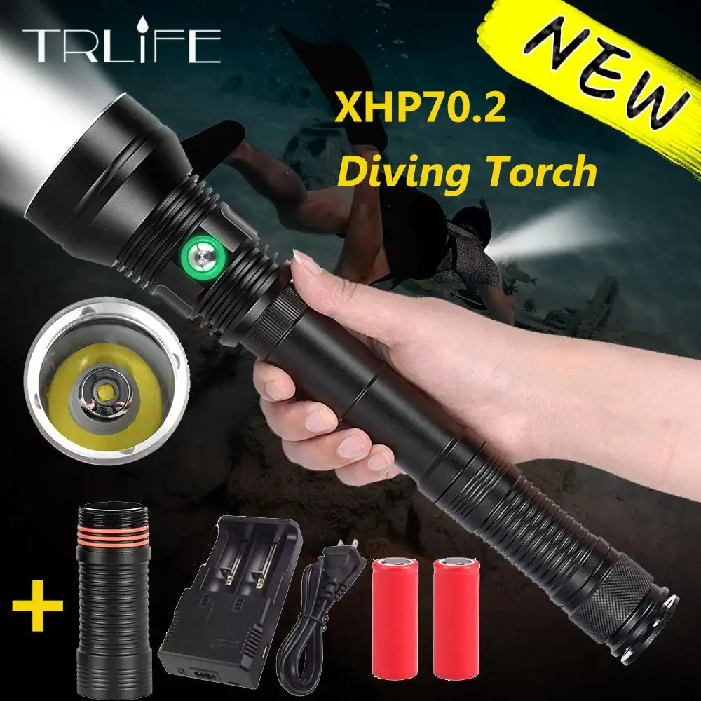 XHP70.2 светодиодный Профессиональный Дайвинг фонарик 200 м подводный фонарь XHP70 IP8