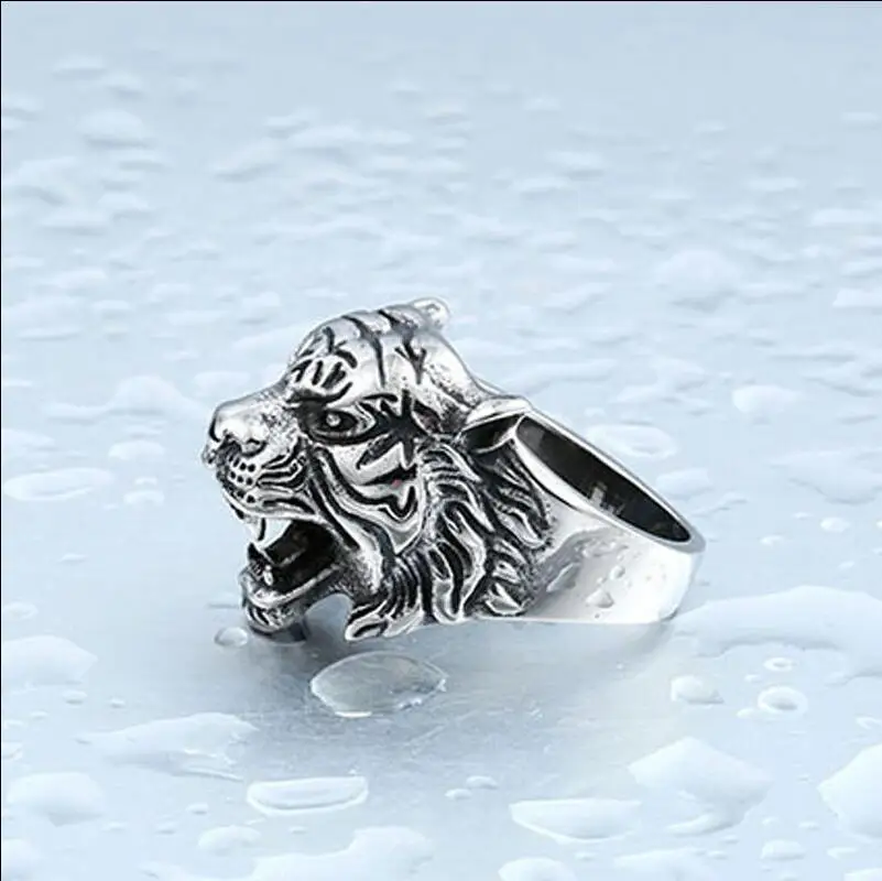 Модное кольцо с головой тигра мужское панк изображением ювелирные изделия