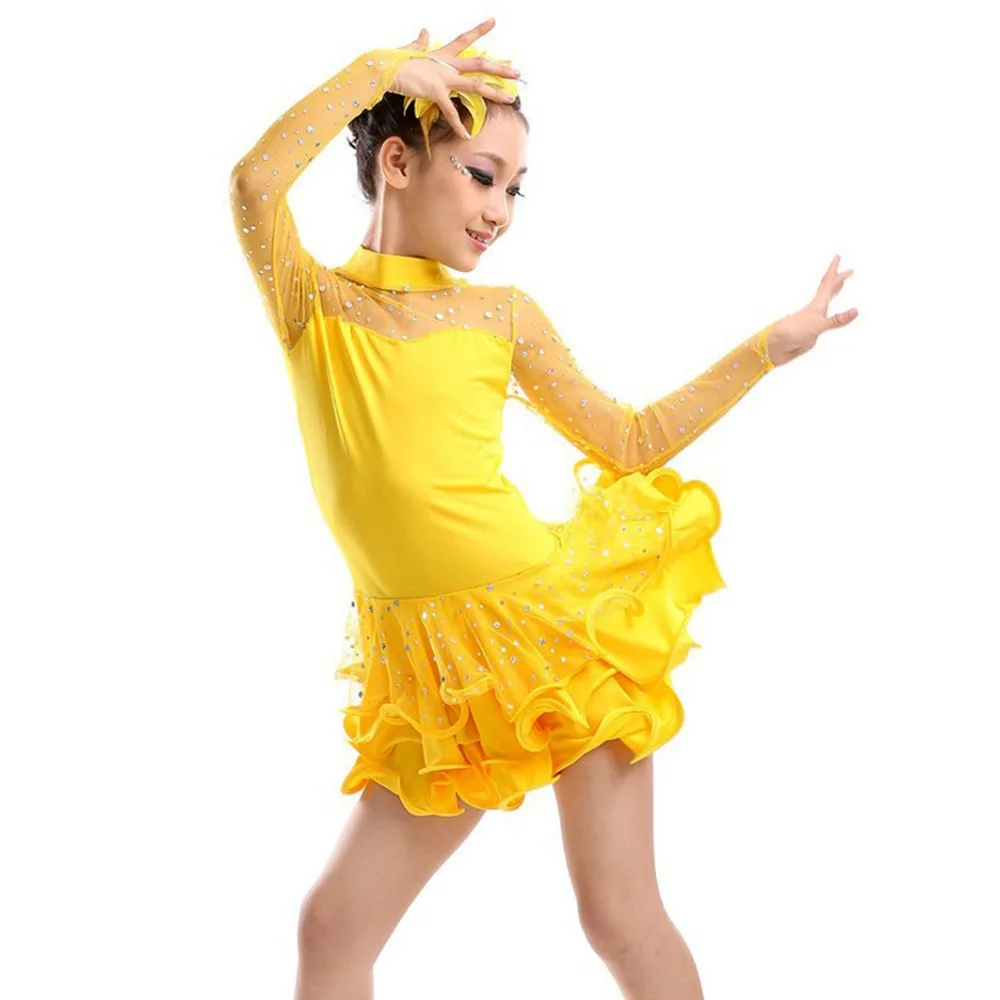 2018 Новый танцевальный костюм для девочек с длинным рукавом Vestido De Baile Latino