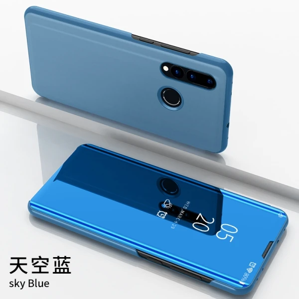 Синий Для huawei Honor 10i чехол с зеркальным окошком и держателем роскошный высококачественный кожаный чехол для huawei Honor 10i 10 i чехол s - Цвет: Синий