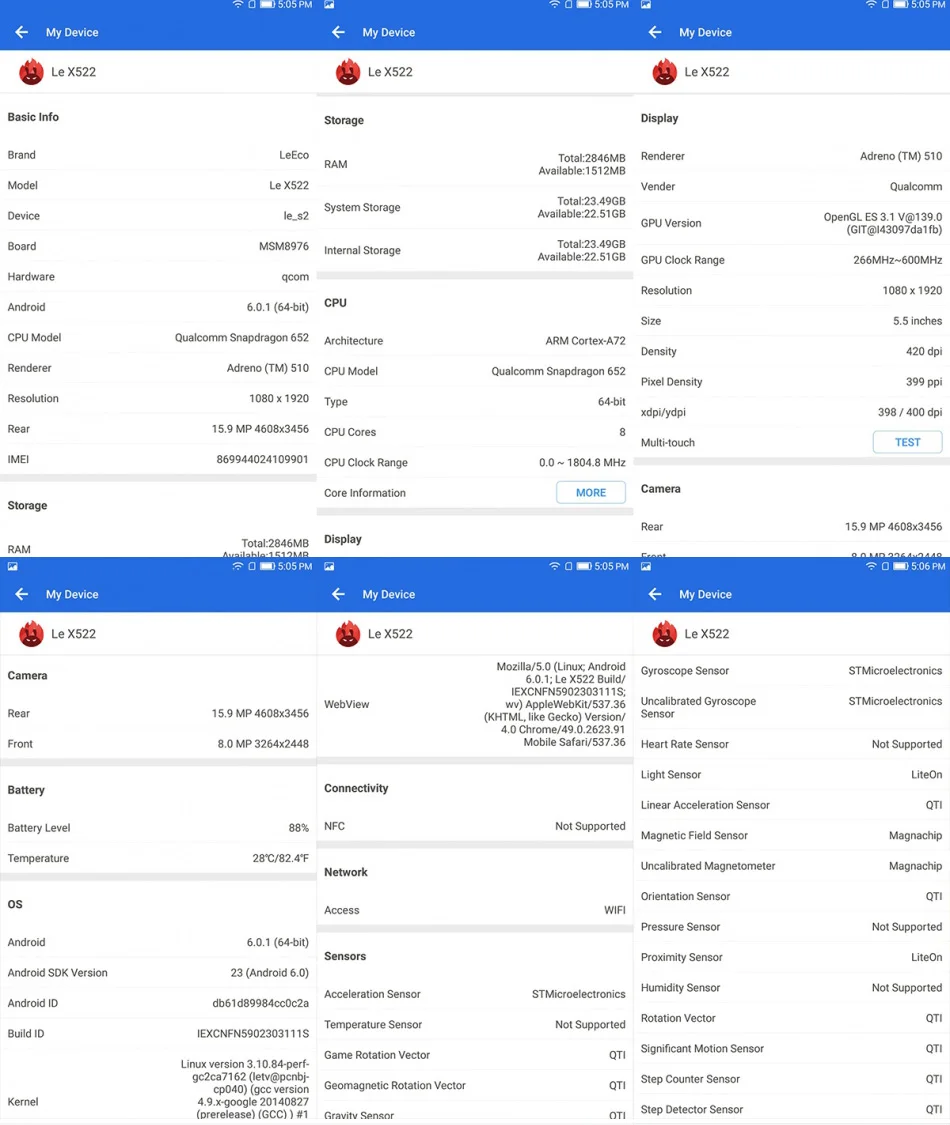 LeEco Letv S3 X522 Le2 X526 X520 3 ГБ ОЗУ 32 ГБ/64 ГБ Snapdragon 652 смартфон 5,5 дюймов Восьмиядерный 3000 мАч 4G мобильный телефон