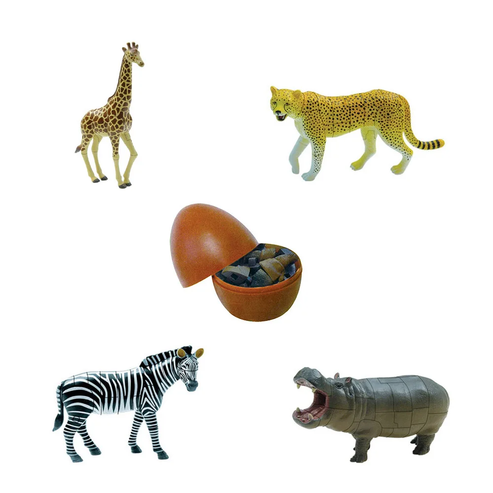 4 шт. 3D модели диких животных набор игрушек животные пазл детские игрушки для