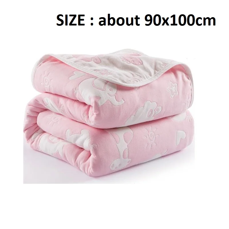 pink zoo90x100cm Многофункциональное детское одеяло, шестислойное Хлопковое одеяло, Пеленальное Одеяло для новорожденных, дышащее влажное одеяло для сна, диванное одеяло для отдыха покрывало для сна - Цвет: pink zoo90x100cm