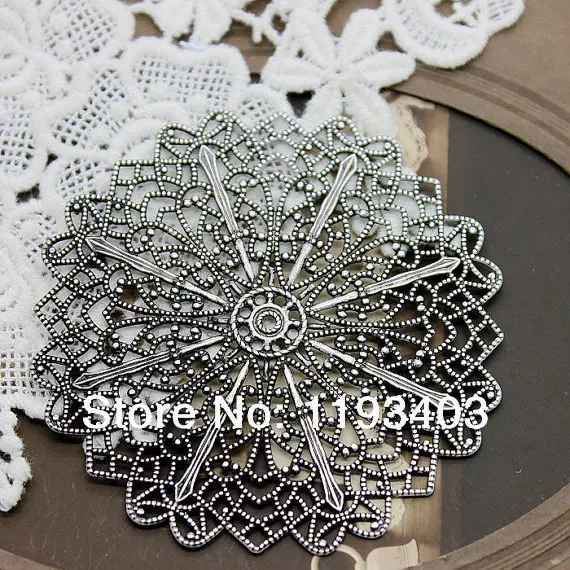 6 шт старинные посеребренные 65 мм латунные филигранные ювелирные изделия