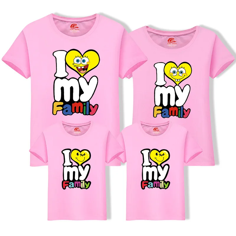 Jargazol/одинаковые комплекты Рубашки с надписью I Love Family Повседневная футболка