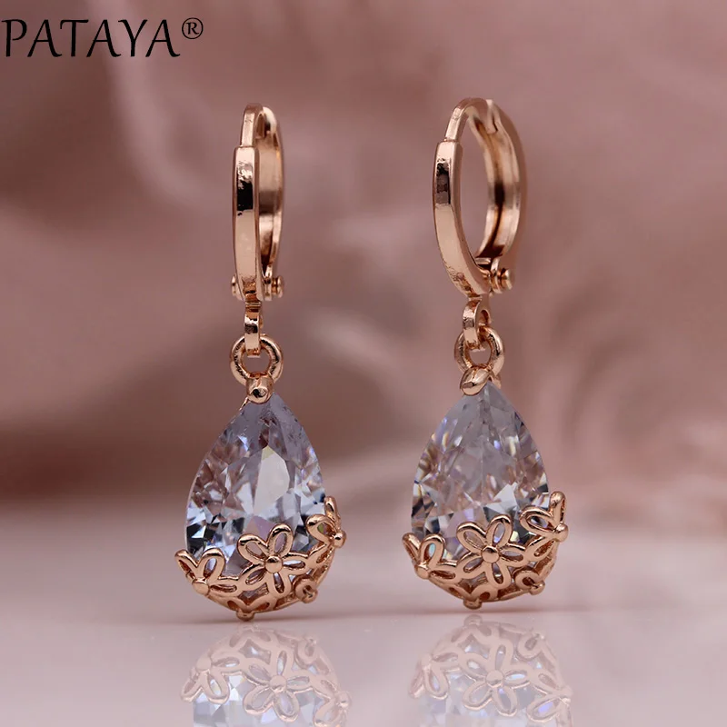 Серьги женские Асимметричные под розовое золото 585 пробы с белыми