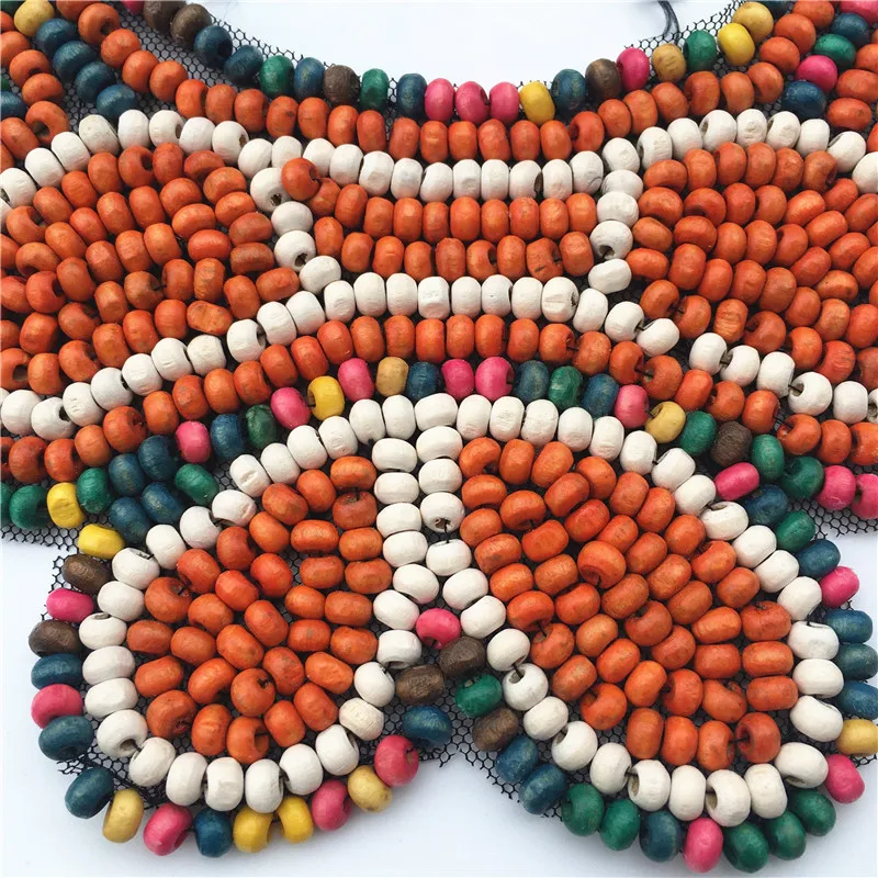 1 шт. роскошный Плетеный цветной деревянный бисер воротник с пайетками на