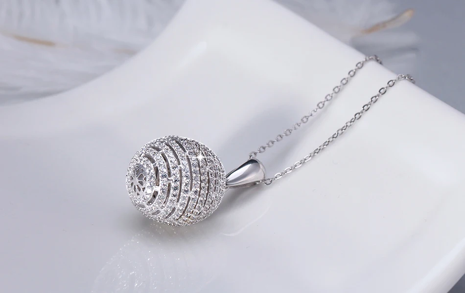 ORSA JEWELS Высокое качество модное круглое 925 пробы Серебряное ожерелье и кулон AAA CZ ожерелье s с 45 см цепочкой SN74