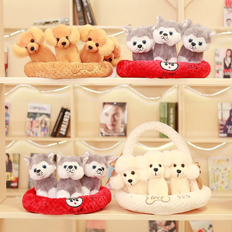 30*30 см 3 Мини милый плюшевый Пудель хаски в корзину мягко умеренный Мягкие