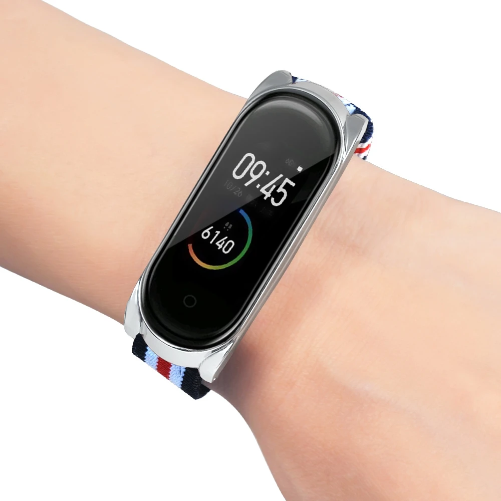 Ремешок для mi Band 4, сменный ремешок из парусины для Xiaomi mi Band 4, дышащий браслет для mi 4, металлический чехол, ремешок для часов