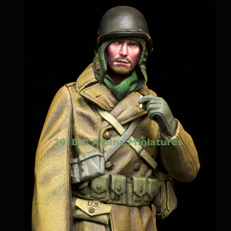 1/16 WW2 США Пехота зима 44 45 2 головы смоляная модель солдата GK военная тема Второй