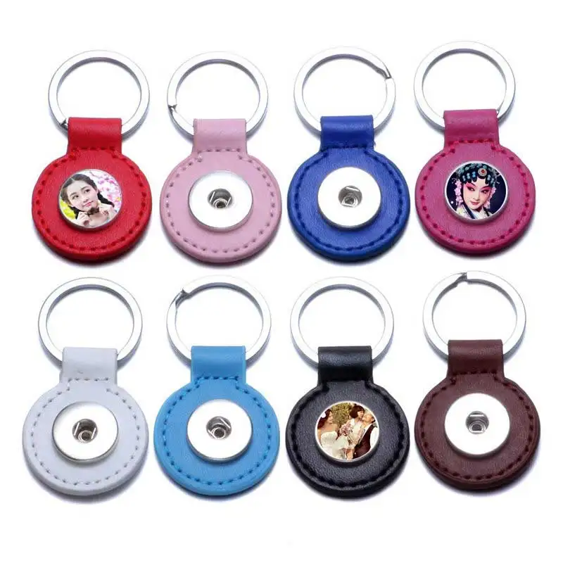 Брелоки-кнопки для сублимации краски Модные прямоугольные кожаные брелоки