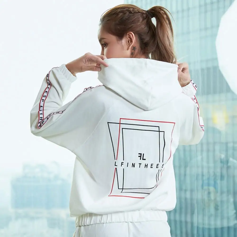 EF564 куртка на молнии с капюшоном для бега женская спортивная йоги тренировочный