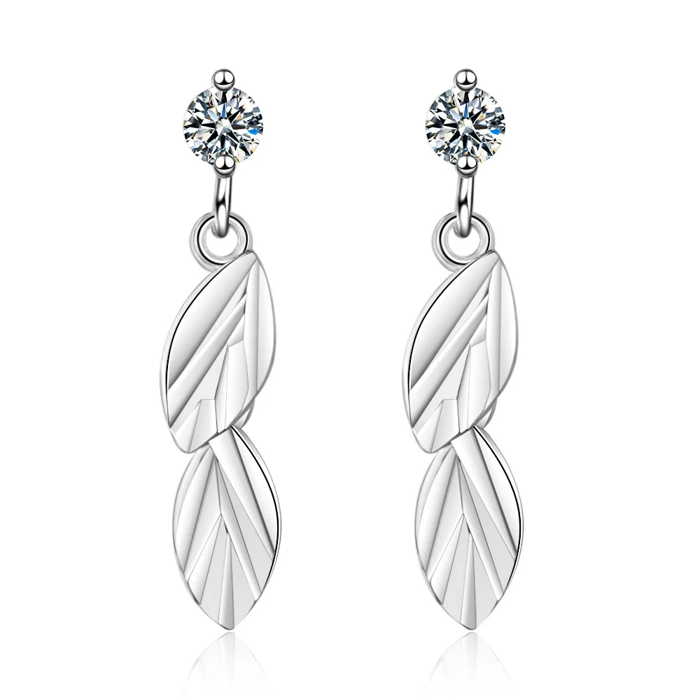 

XIYANIKE New Arrival 925 Sterling Silver Jewelry Leaf Tassel Pendant Earrings Zirconia For Women Lady Gift Trendy Fashionable