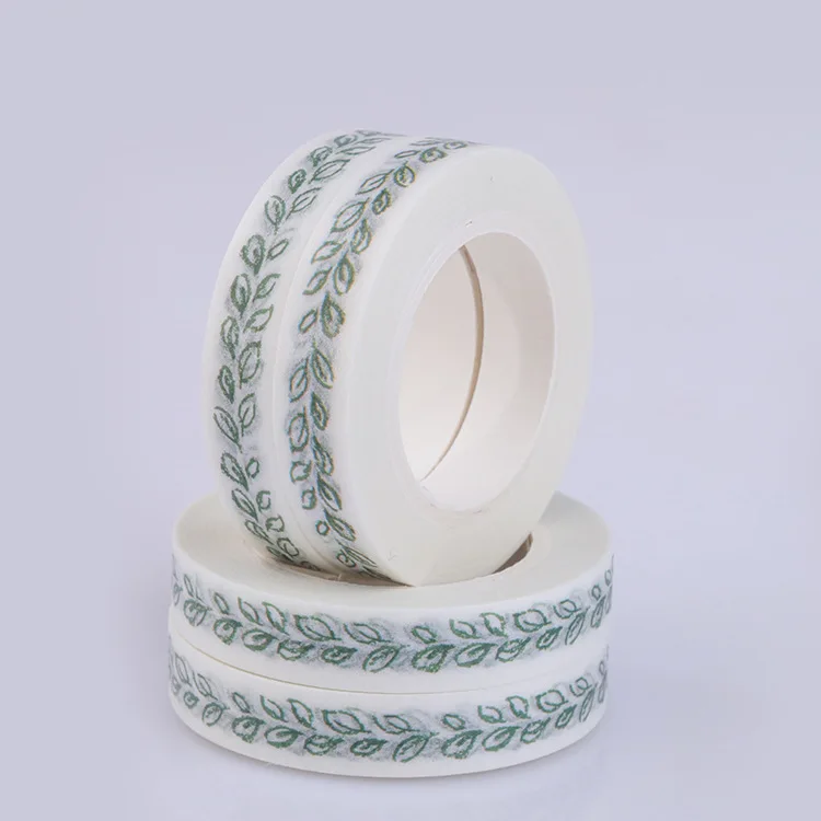 1 шт. бумажная лента с зелеными листьями 8 х10 м|washi tape|washi masking tapemasking tape |