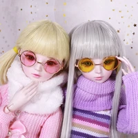 fashion girl doll glasses metal spectacle frame mini sunglasses eyeglasses with case for 60cm bjd 13 doll accessories