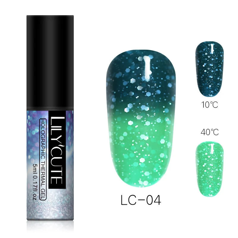 Glitter 2 colors 04 LILYCUTE 5 мл термальный меняющий Цвет УФ-Гель-лак Блеск Мерцающий замачивающийся УФ-гель для дизайна ногтей лак для маникюра нейл-арта - Цвет: Glitter 2 colors 04