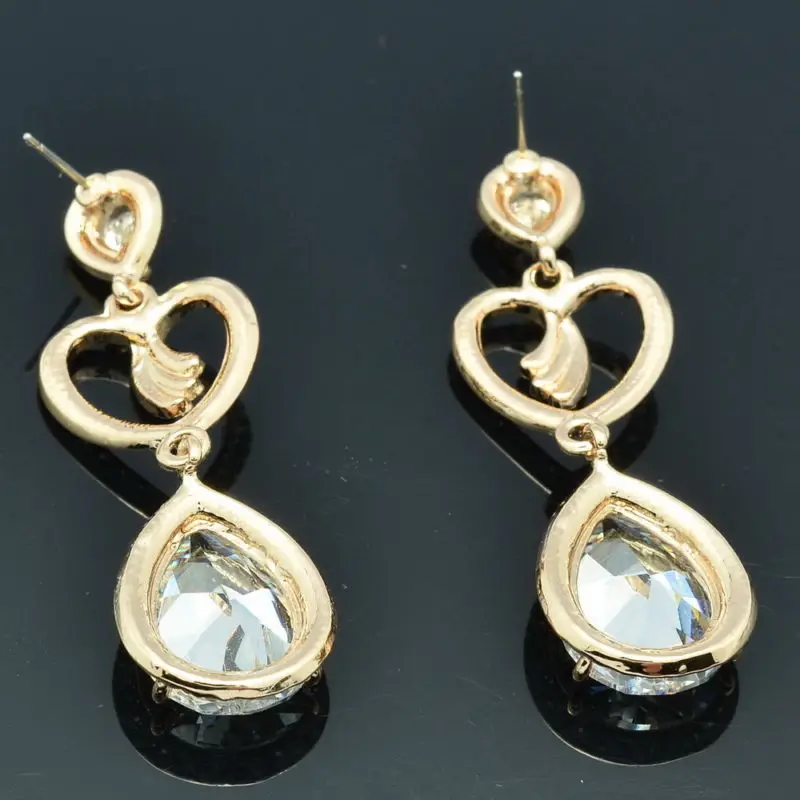 Висячие серьги в форме сердца с прозрачными фианитами Стразы свадебные подружки