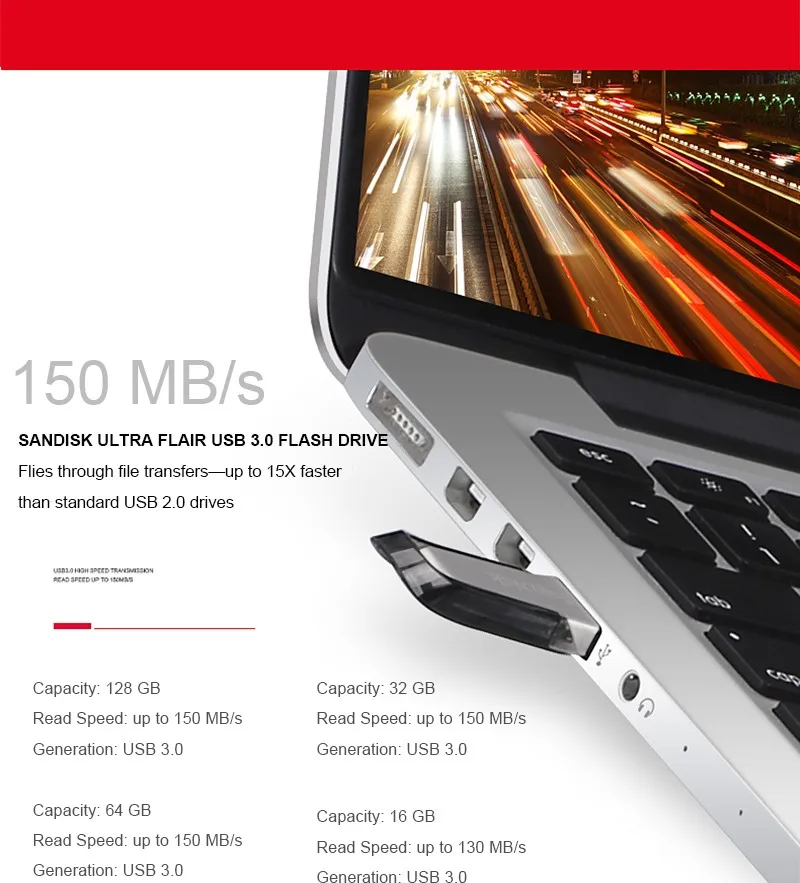 USB флеш-накопитель SanDisk CZ73, 16 ГБ, 32 ГБ, 64 ГБ, 128 ГБ, 256 ГБ, USB 3,0, флеш-накопитель ULTRA FLAIR memoria, флеш-накопитель, u-диск