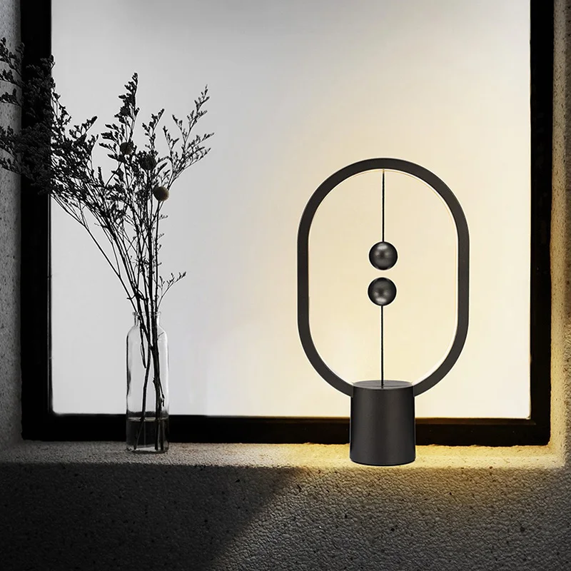 Аллокакок USB Повер Эллипс Магнетик Мид-эйр Свитч Warm White Найт Лайт Мини Хенг Баланс LED Настольная Лампа Офис Домашний Декор