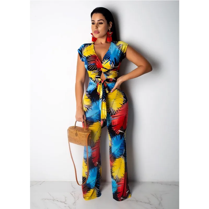 Женский комплект из двух предметов с глубоким v-образным вырезом укороченный топ