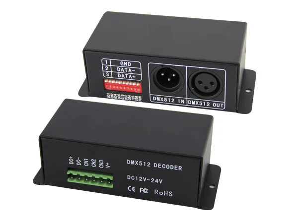 

BC-803;3CH RGB DMX constant voltage decoder;DC12-24V input;5A*3channel output