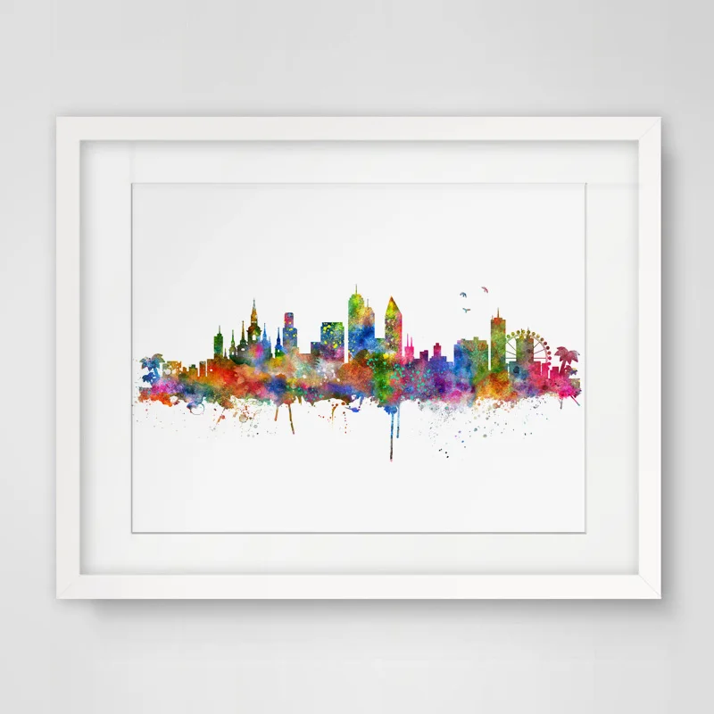 Настенный Декор Orlando с акварельным принтом изящная художественная бумага Skyline City