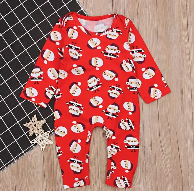 Drop Shipping Casual Spring and Autumn Boys Girls Christmas Long Sleeve Rompers One Piece sock anklets hats 3pcs Climbing Suit - Цвет: style 5