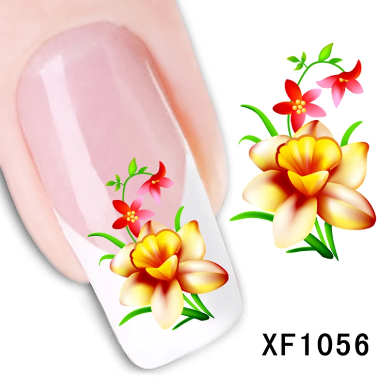 Цветок полный дизайн наклейка для ногтей цветочный штамп наклейки ногтевого