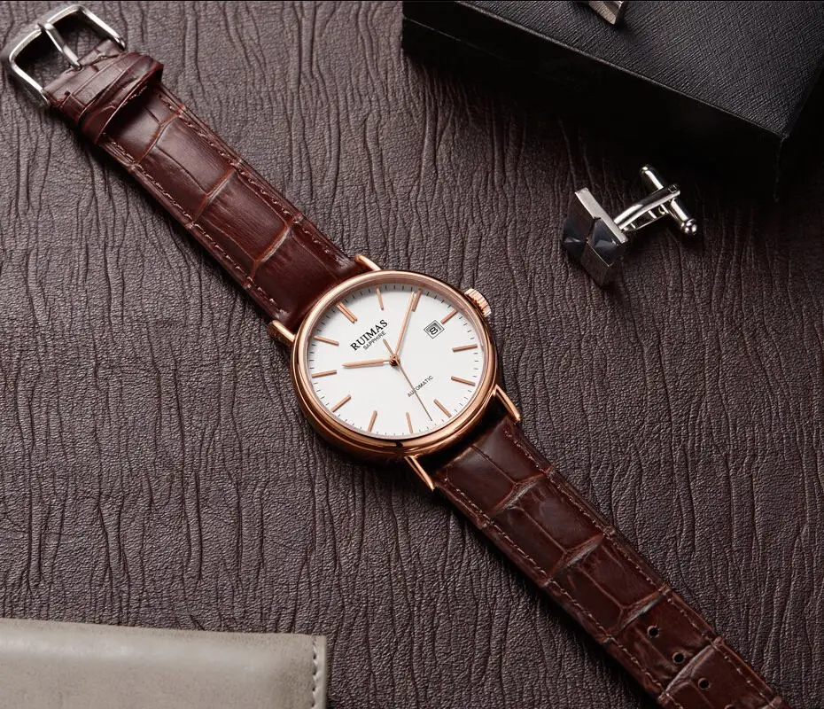 Reloj Hombre мужские автоматические Роскошные сапфировые классические часы Механические Мужские Простые RUIMAS мужские деловые наручные часы