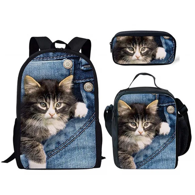 CC2295CGK FORUDESIGNS/3 шт./компл. очаровательного котенка кошки школьные сумки для девочек ортопедический рюкзак школьный рюкзак в ученики начальной школы детская книга Сумка - Цвет: CC2295CGK