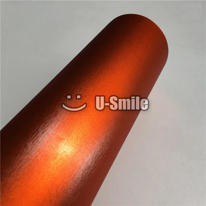 Высококачественная матовая оранжевая металлическая виниловая пленка без
