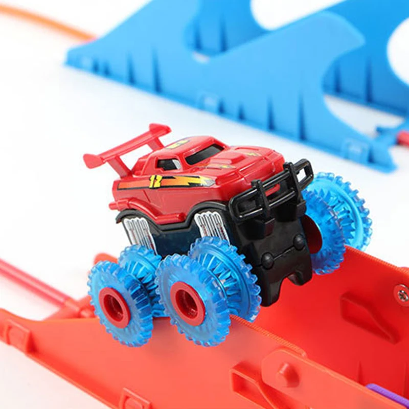 Новый набор Trix Truxs Monster Truck Stunt Car That Flip Climb And Zip Line мощный 4 колесный привод