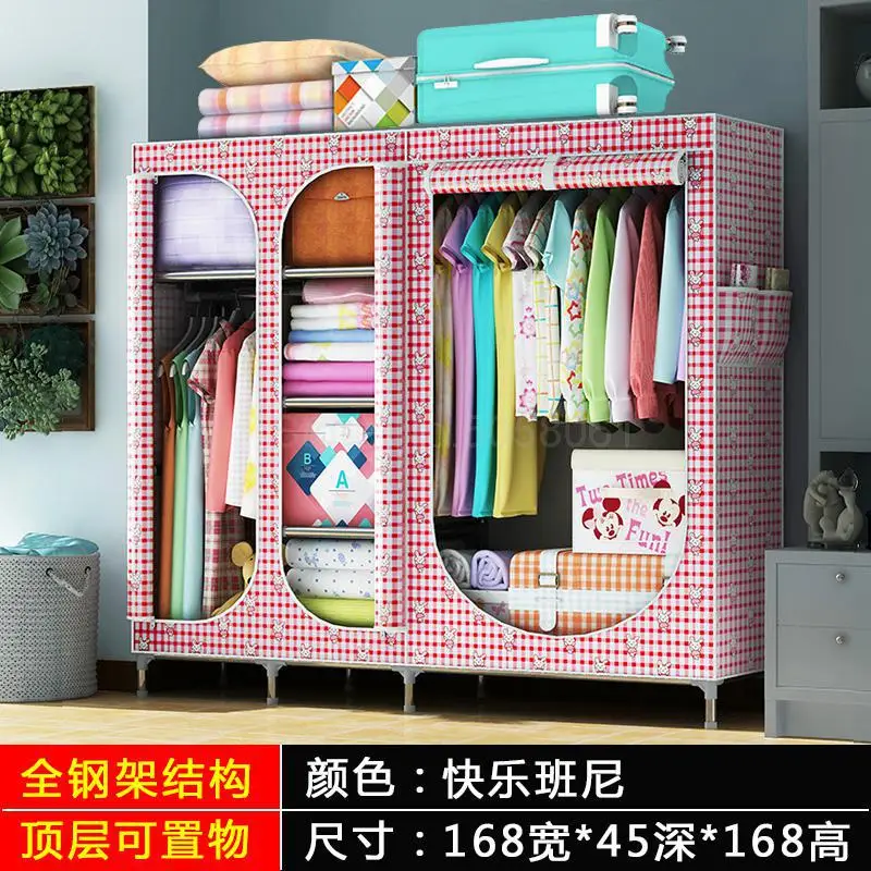 ml21 Oversized simple fabric wardrobe steel pipe bold reinforcement double thickened fully enclosed cloth closet wardrobe - Цвет: ml21
