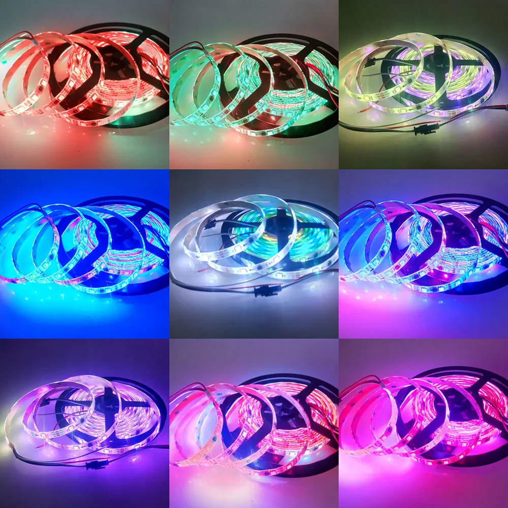 1 м 2 м 3 м 4 м 5 м WS2811 5050 SMD RGB светодиодные ленты адресуемый 30/48/60 светодиодов/m чёрно-белые печатные платы 1 Ic Управление 3 светодиода DC12V