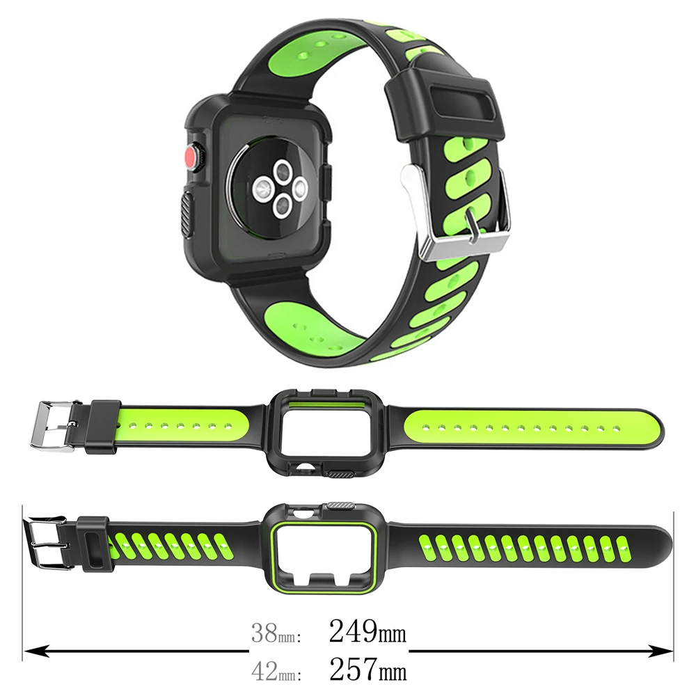 Спортивный силиконовый чехол + ремешок для Apple watch band 42 мм 38 44 40 Iwatch 4 3 2 1 correa TPU PC и