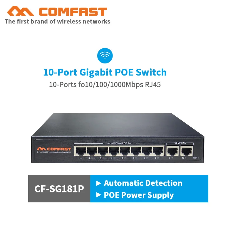 10 портов Gigabit POE коммутатор CF SG181P Ethernet сетевой 20 Гбит/с широкая Ширина 10*10/100/1000