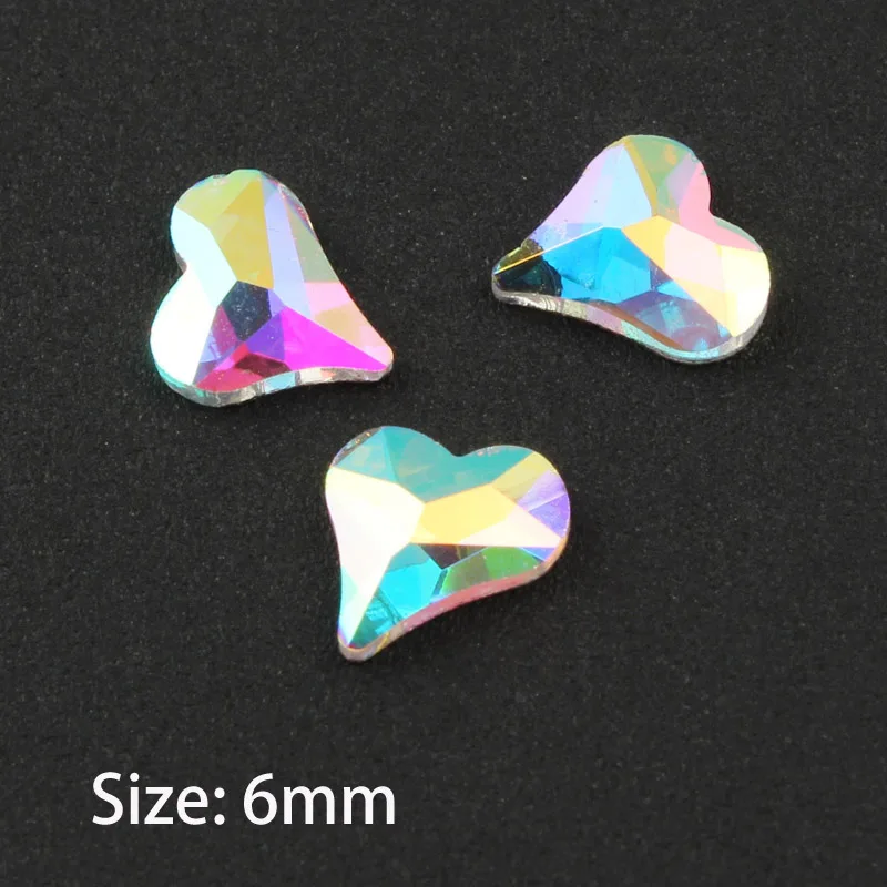 Heart 6x6mm Горячая Распродажа кристаллические Нейл-арт, стразы 31 стилей красивые стразы crystal Stone 30/100 шт для 3D украшение для ногтей - Цвет: Heart 6x6mm
