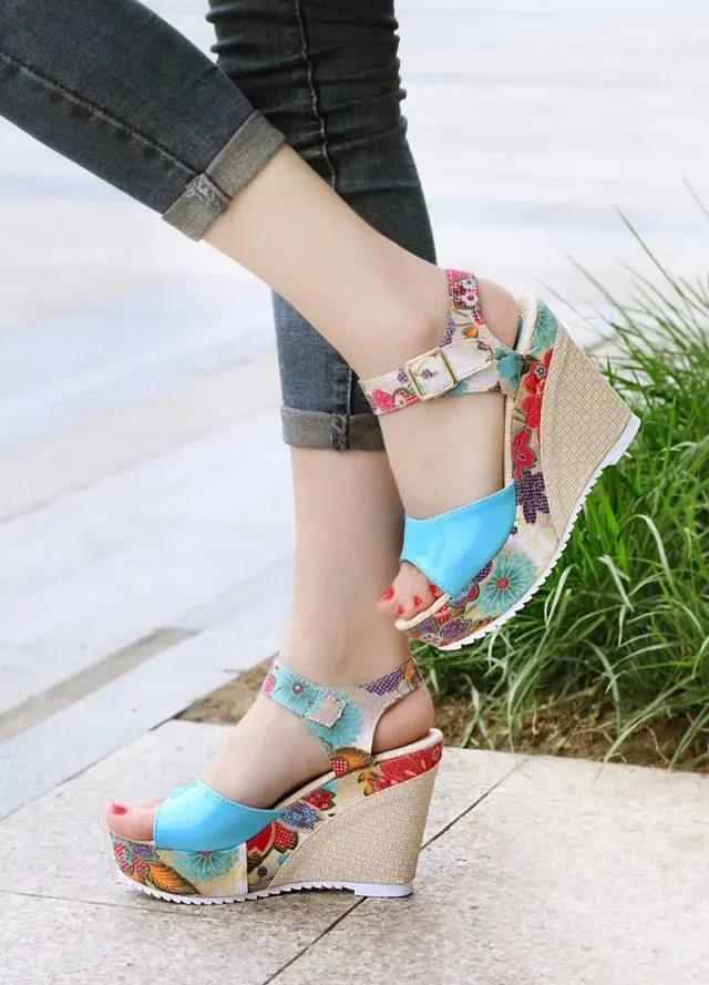 2017Hot New Fashion Women Sandals Summer Wedges Women's Platform Lace Belt Bow Flip Flops Open Toe High-heel Size 35-39 | Обувь