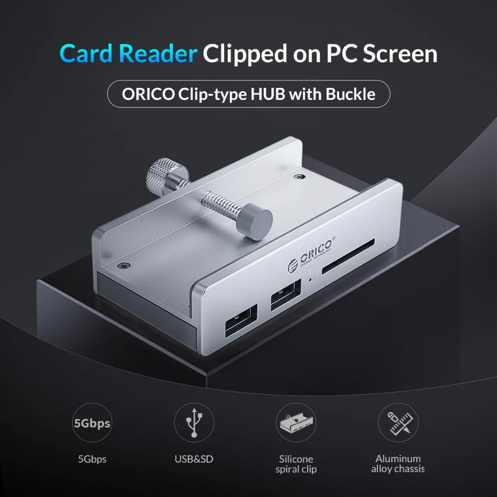 Алюминиевый 4 портовый концентратор USB 3 0 ORICO с картридером для SD карт диапазон