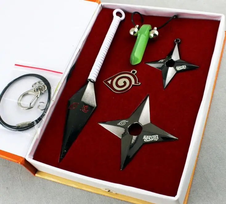 B 7 шт./компл. Оригинальная коробка оружие Наруто Минато Yondaime Hokage Kunai Asuma Подвеска для оружия Косплэй героя аниме «Наруто Фигурки Коллекция - Цвет: B