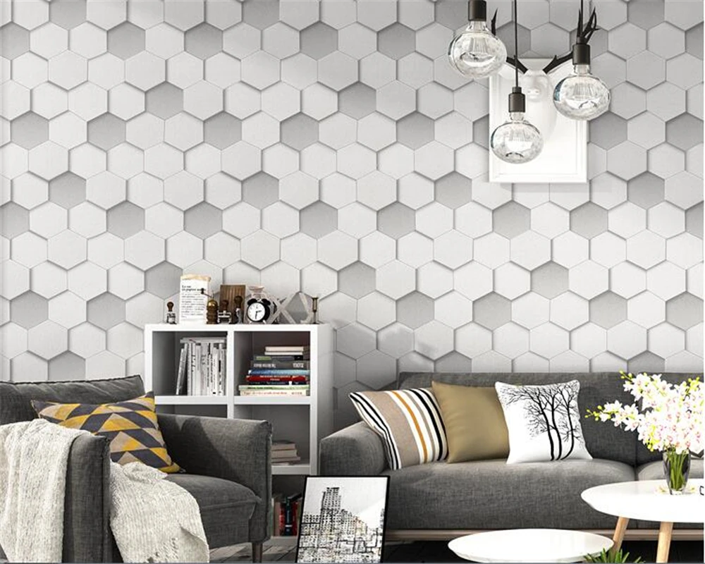 3D обои beibehang muralNordic с абстрактным геометрическим шестигранным текстурированным