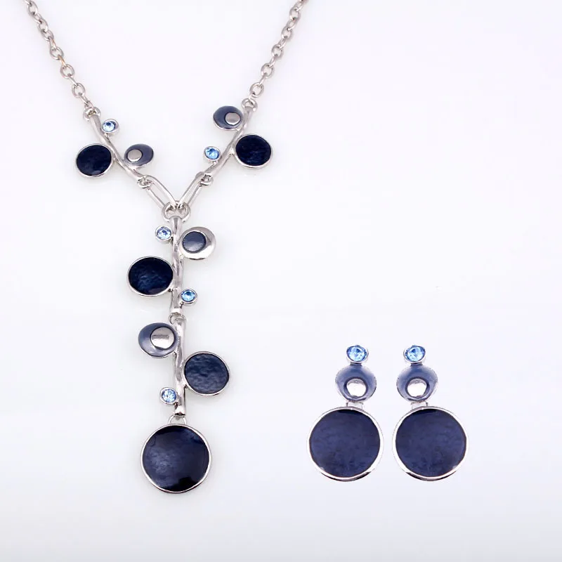 Колье из высококачественного сплава с эмалью Шейное ожерелье и серьги набор