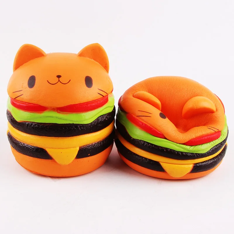 11*10CM Sanqi Elan Squishys Cat Burger Slow Rising Soft Animal Collection Gift Decor Toy Packaging | Игрушки и хобби