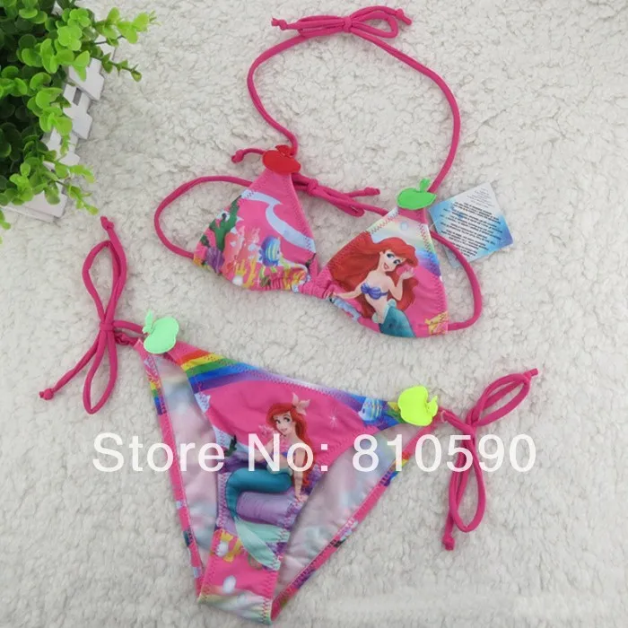 New Baby Girls The Little Mermaid Bikini Swim Wear Swimsuits Girl Two Pieces Swimwear Cartoon beachwear 5set | Спорт и развлечения