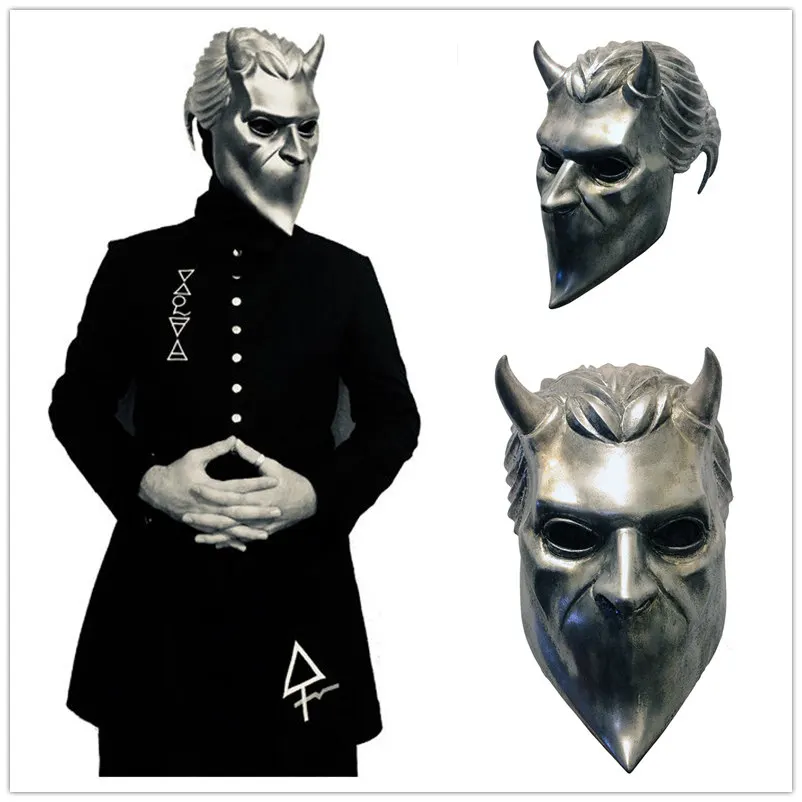 

Ghost B.C Rock Roll Nameless Ghoul Band Grucifix Papa Emeri Adult Latex Full Face Helmet Mask Halloween Cosplay Costumes Masks