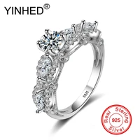 yinhed solid 925 sterling silver ring luxury female engagement ring aaa cubic zircon wedding rings for women jewelry gift zr593