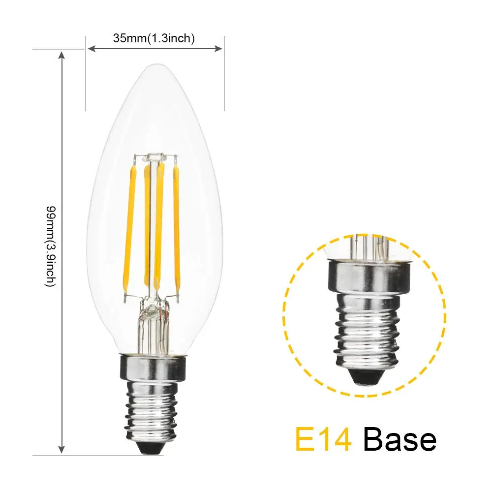 6pc/lot LED Candle Bulb E14 Warm/Cold White Edison Retro Filament Lamp 2W/4W/6W C35 Chandelier Light AC220-240V 360 Degree | Освещение